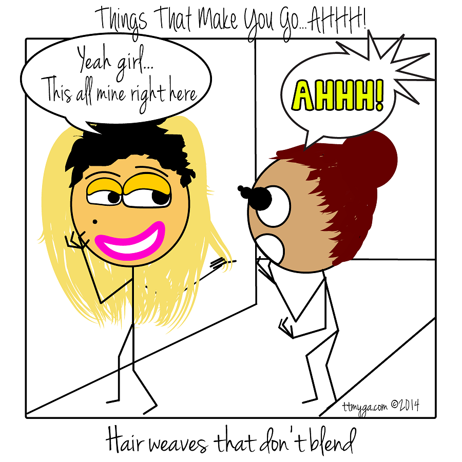 Bad hair weave; no blending