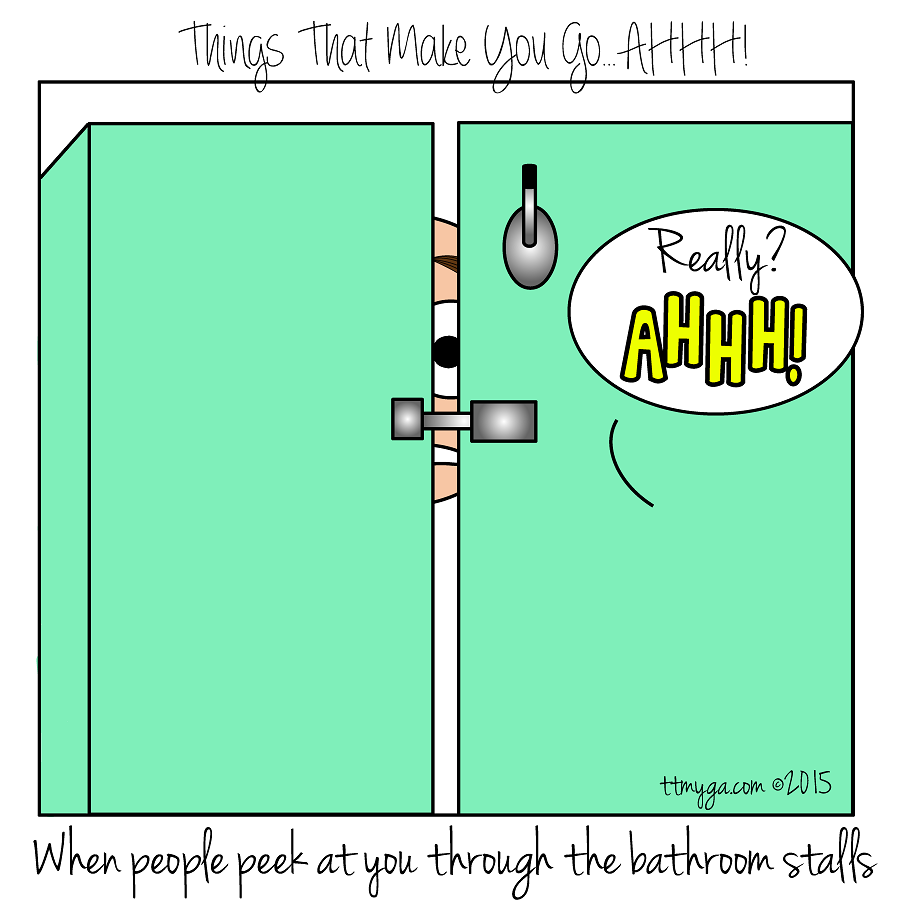 peeking between bathroom stalls TTMYGA comics 2015